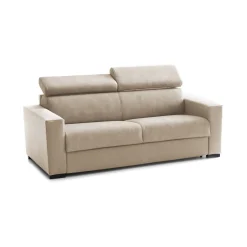 Divano letto contenitore 2 posti 160x95 cm reclinabile con vano contenitore in tessuto sfoderabile beige – Alinia
