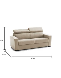 Divano letto contenitore 2 posti 160x95 cm reclinabile con vano contenitore in tessuto sfoderabile beige – Alinia