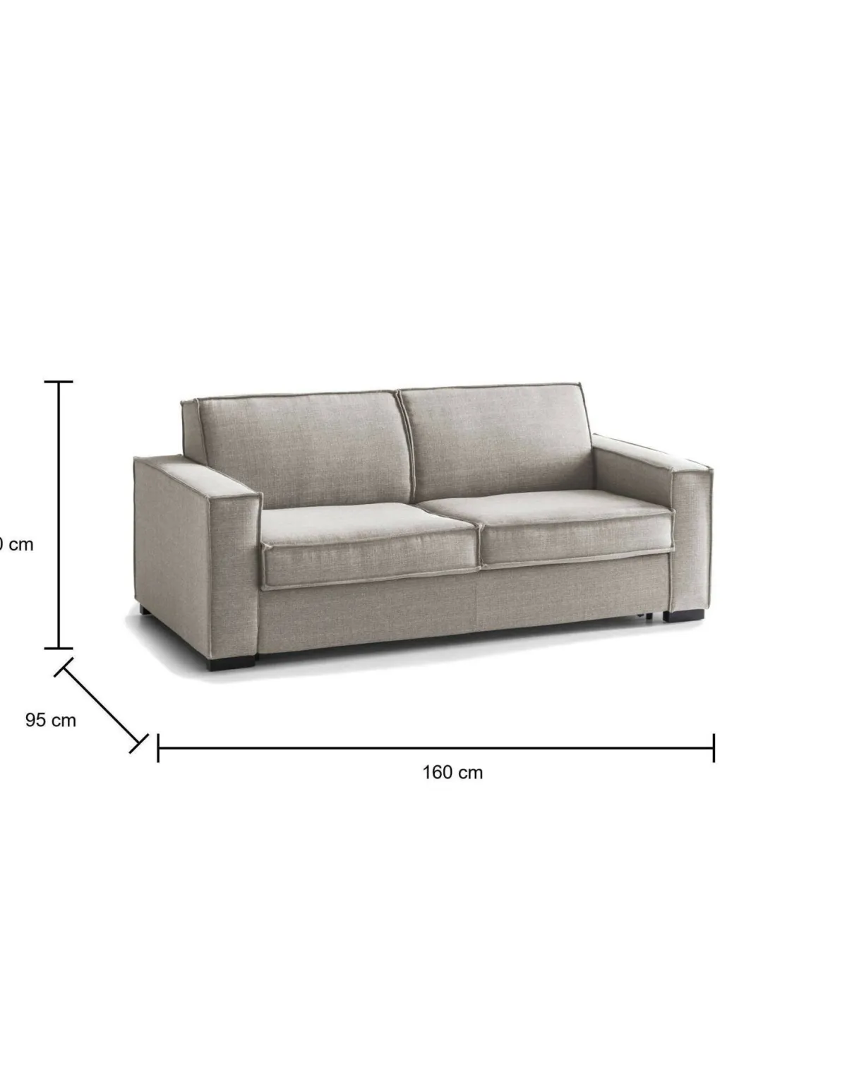 Divani Letto 2 Posti|Salotto > Dmora Divano letto contenitore tortora 160x95cm - Alk Grigio Tortora