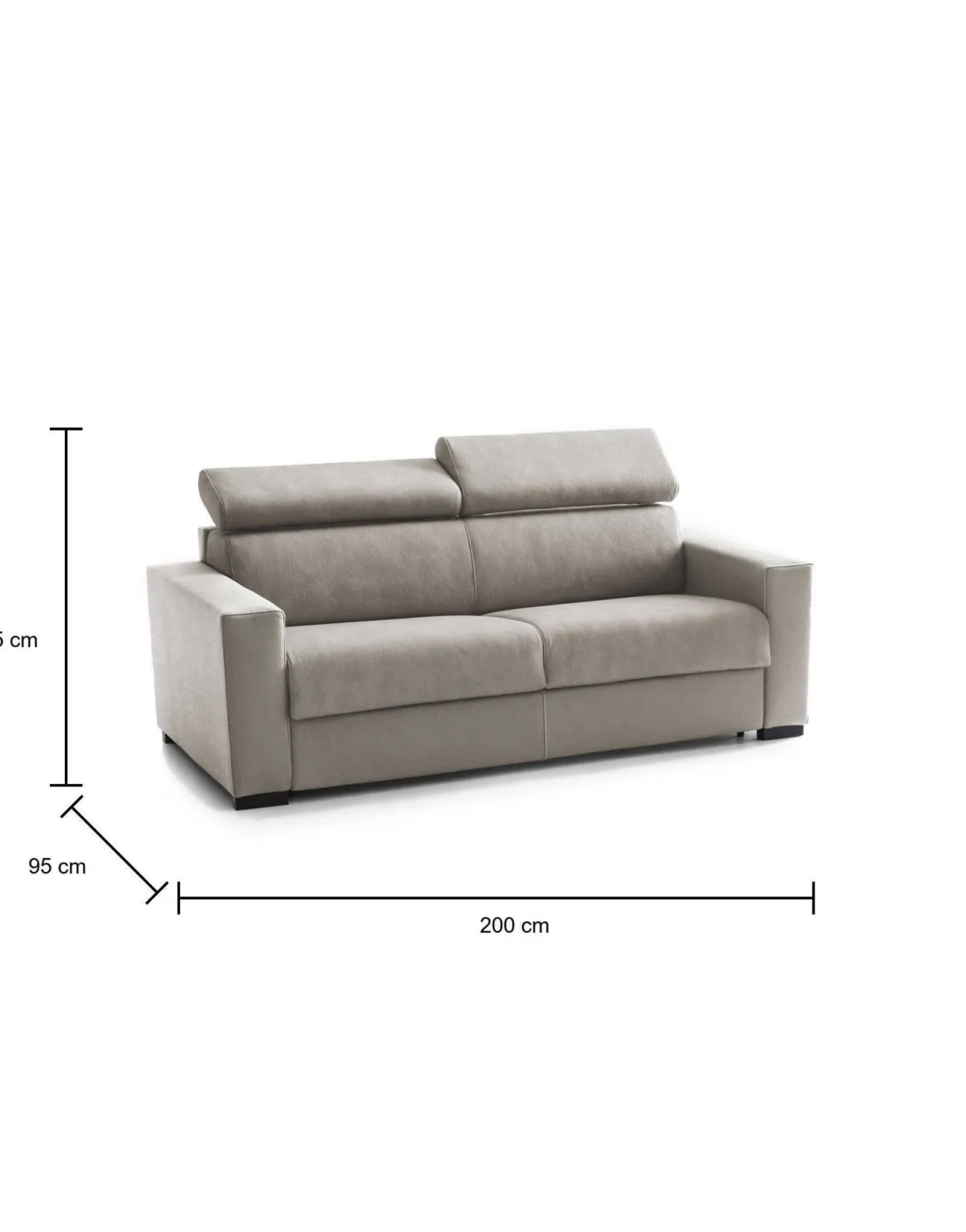 Divano letto contenitore tortora 200x95cm - Amalfi
