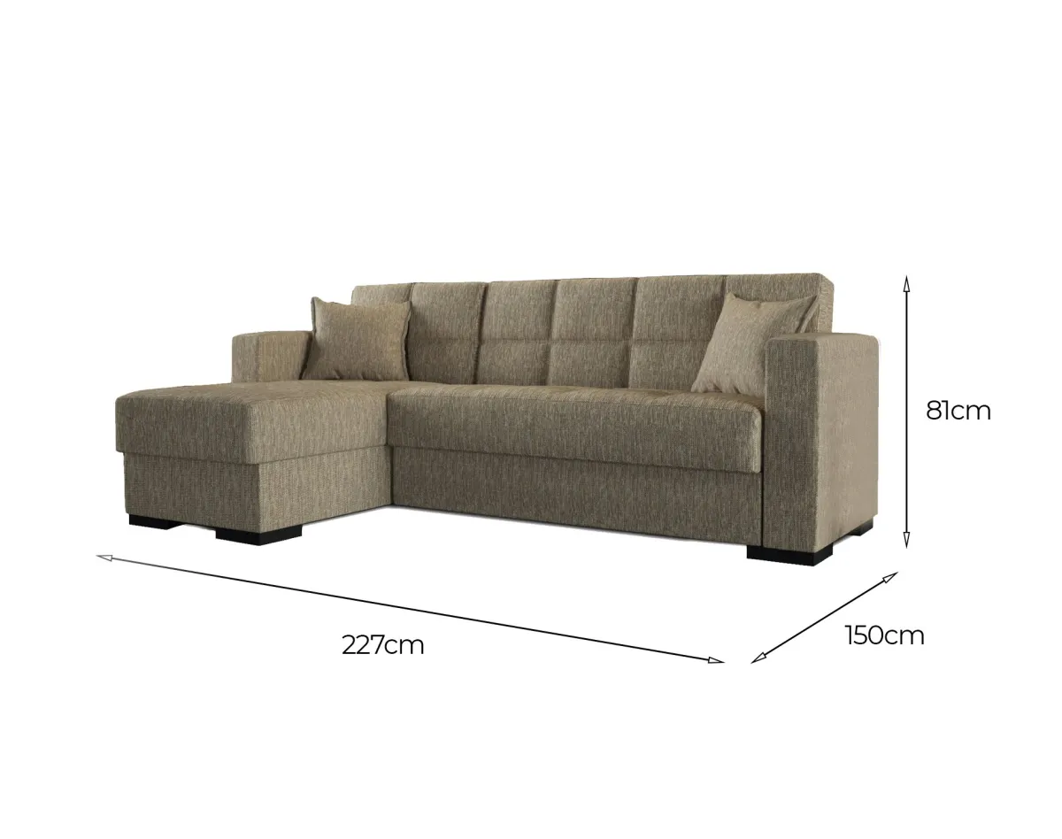 Divani Letto Con Penisola|Salotto > Dmora Divano letto design 227x150cm - Armadillo Beige