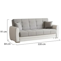 Divano letto design bianco e grigio 220x84cm - Dike