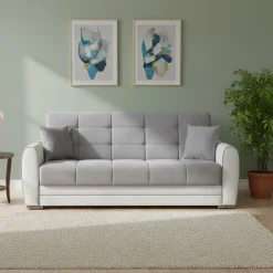 Divano letto design bianco e grigio 220x84cm - Dike