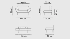 Divani Letto 2 Posti|Divano Contenitore Letto > Dmora Divano letto design 155x70cm - Guchol Grigio