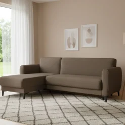 Divani Letto Con Penisola|Salotto > Dmora Divano letto design 230x153cm - Aber Marrone