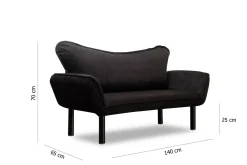 Divano letto design nero 140x65cm - Hone