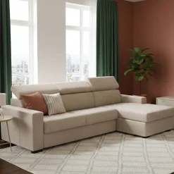 Divani Letto Con Penisola|Salotto > Dmora Divano letto due piazze 260x95cm - Alibella Beige
