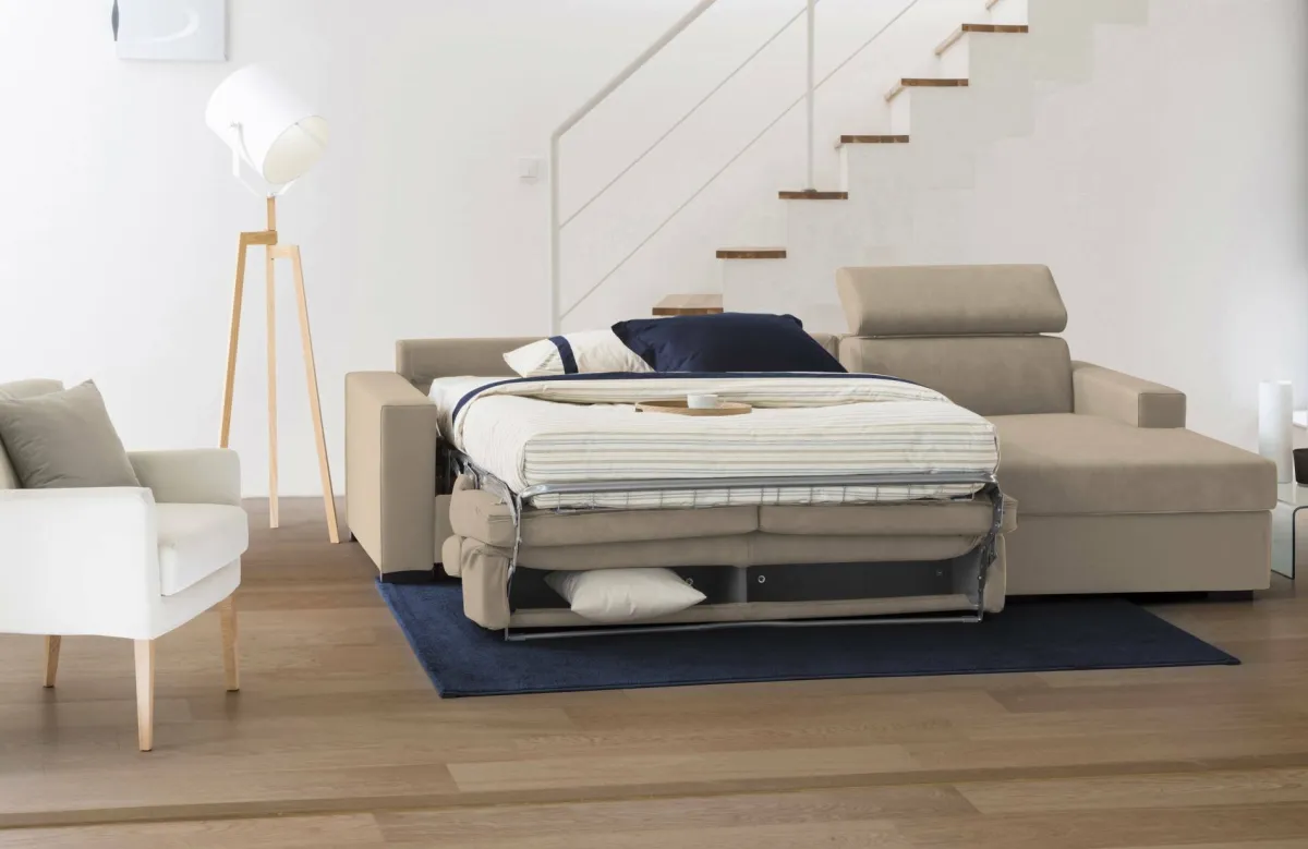 Divani Letto Con Penisola|Salotto > Dmora Divano letto due piazze 260x95cm - Alibella Beige
