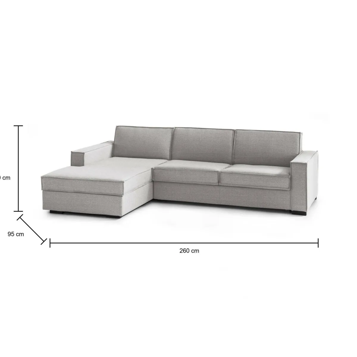 Divani Letto Con Penisola|Salotto > Dmora Divano letto due piazze 260x95cm - Albenga Grigio