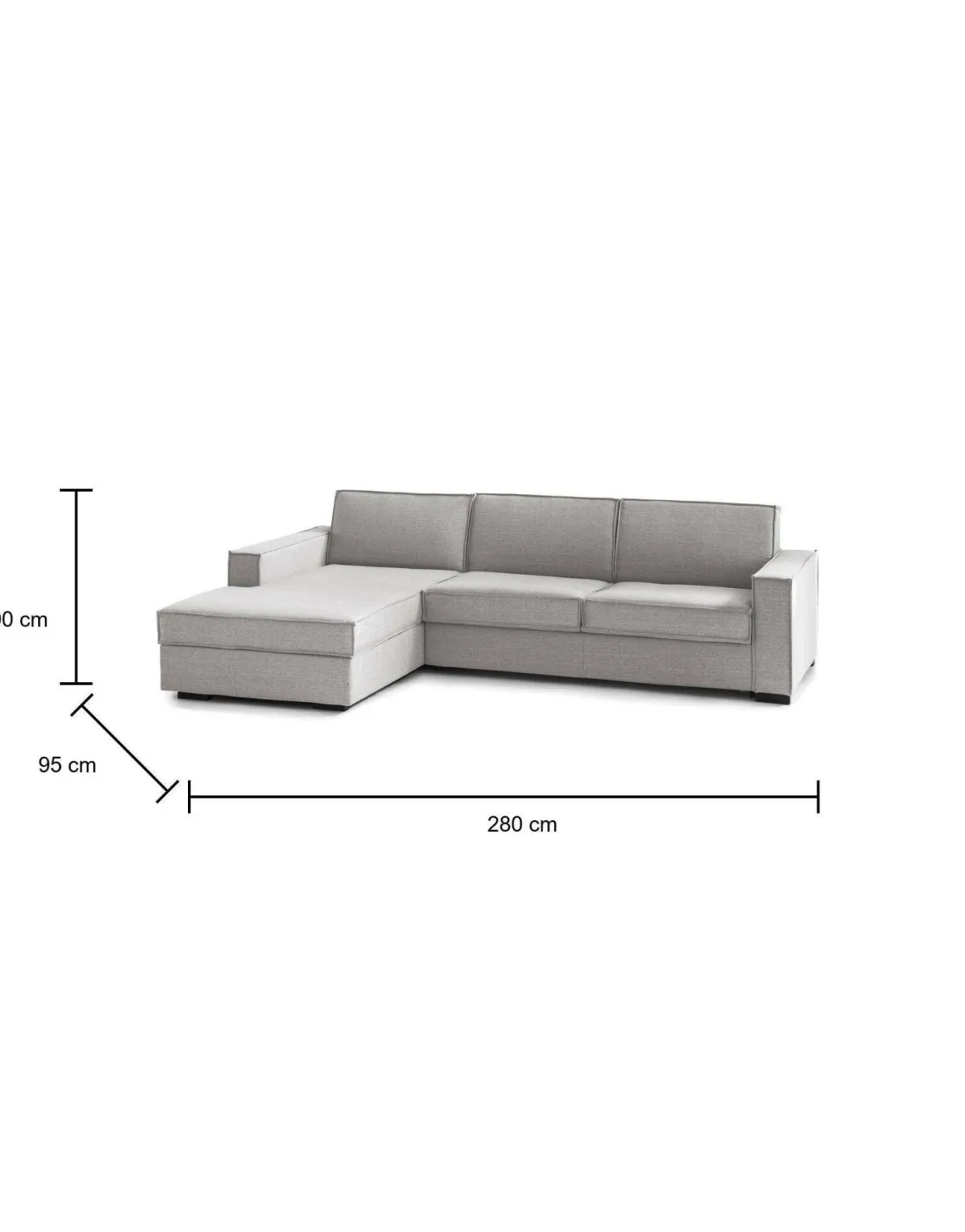 Divano letto due piazze grigio 280x95cm - Allaida