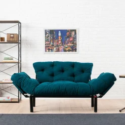Divano letto economico azzurro 155x70cm - Guchol