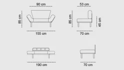 Divano letto economico azzurro 155x70cm - Guchol