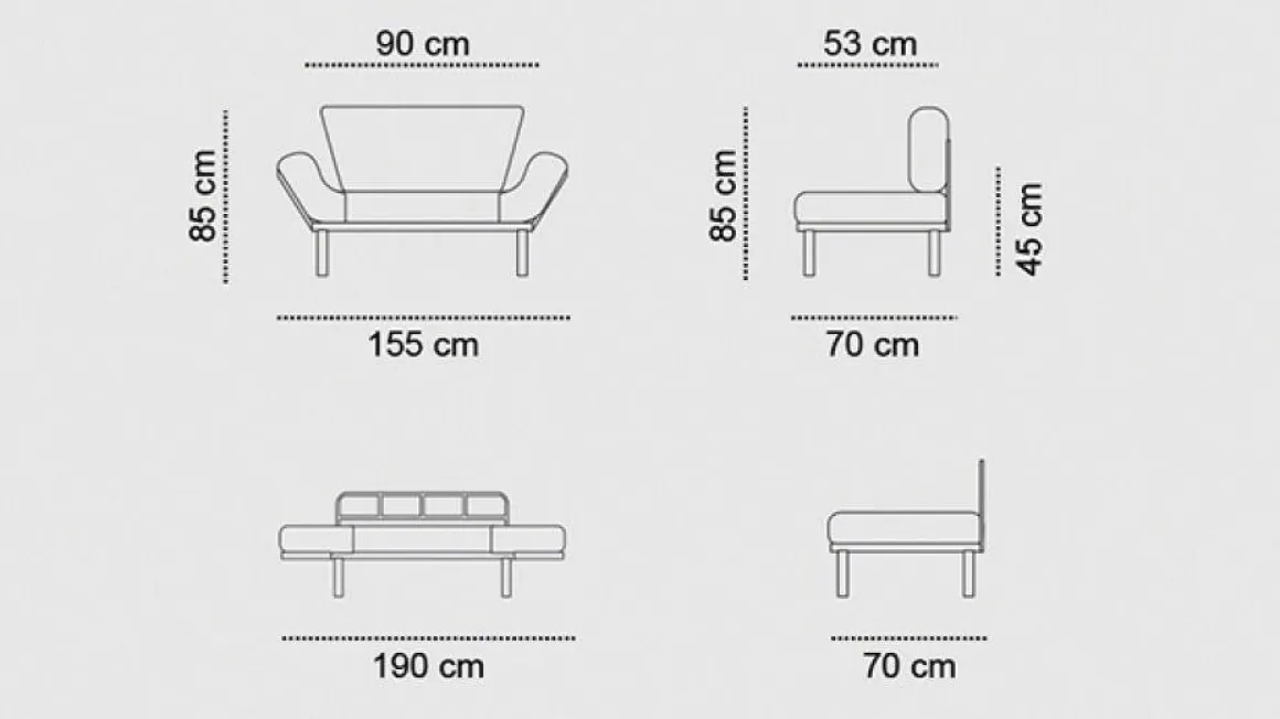 Divano letto economico azzurro 155x70cm - Guchol