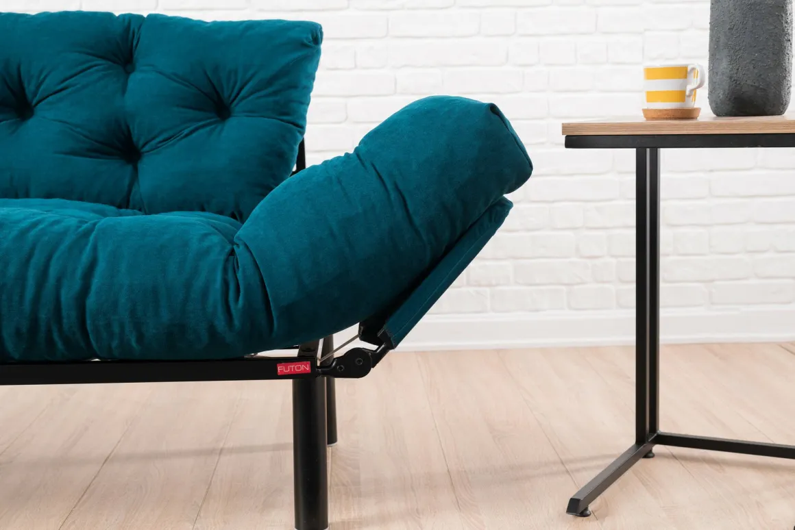 Divano letto economico azzurro 155x70cm - Guchol
