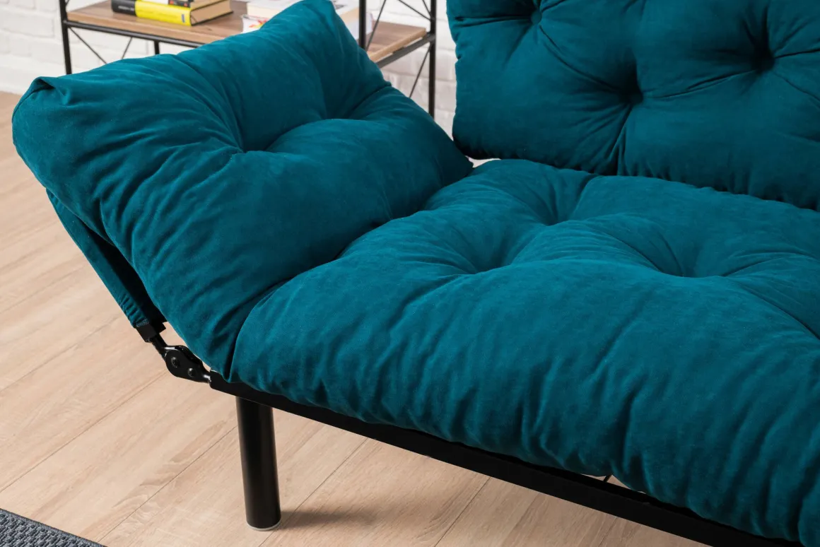 Divano letto economico azzurro 155x70cm - Guchol