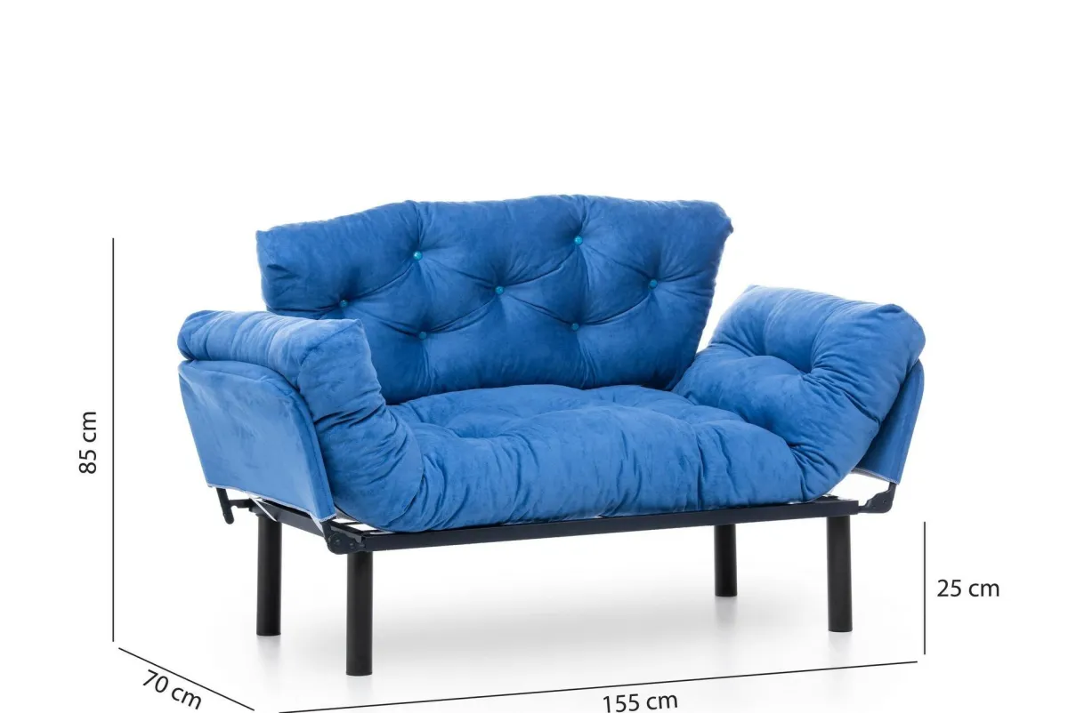 Divani Letto 2 Posti|Divano Contenitore Letto > Dmora Divano letto economico 155x70cm - Guchol Blu
