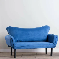 Divano letto economico in tessuto blu 140x65cm - Hone