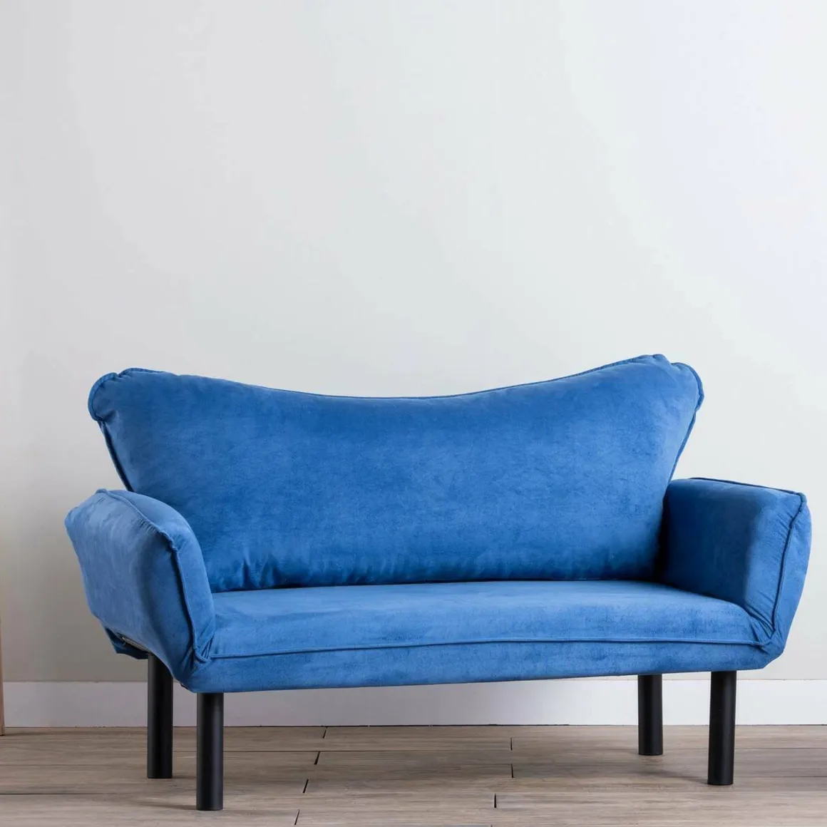 Divano letto economico in tessuto blu 140x65cm - Hone