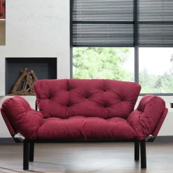 Divani Letto 2 Posti|Divano Contenitore Letto > Dmora Divano letto economico 155x70cm - Guchol Rosso