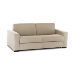 Divano letto imbottito in tessuto beige 200x95cm - Zinnia