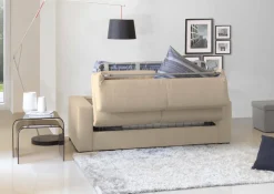 Divano letto imbottito in tessuto beige 200x95cm - Zinnia