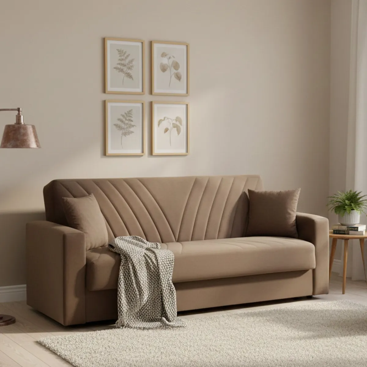 Divani Letto 3 Posti|Salotto > Dmora Divano letto in legno 214x81cm - Adda Beige