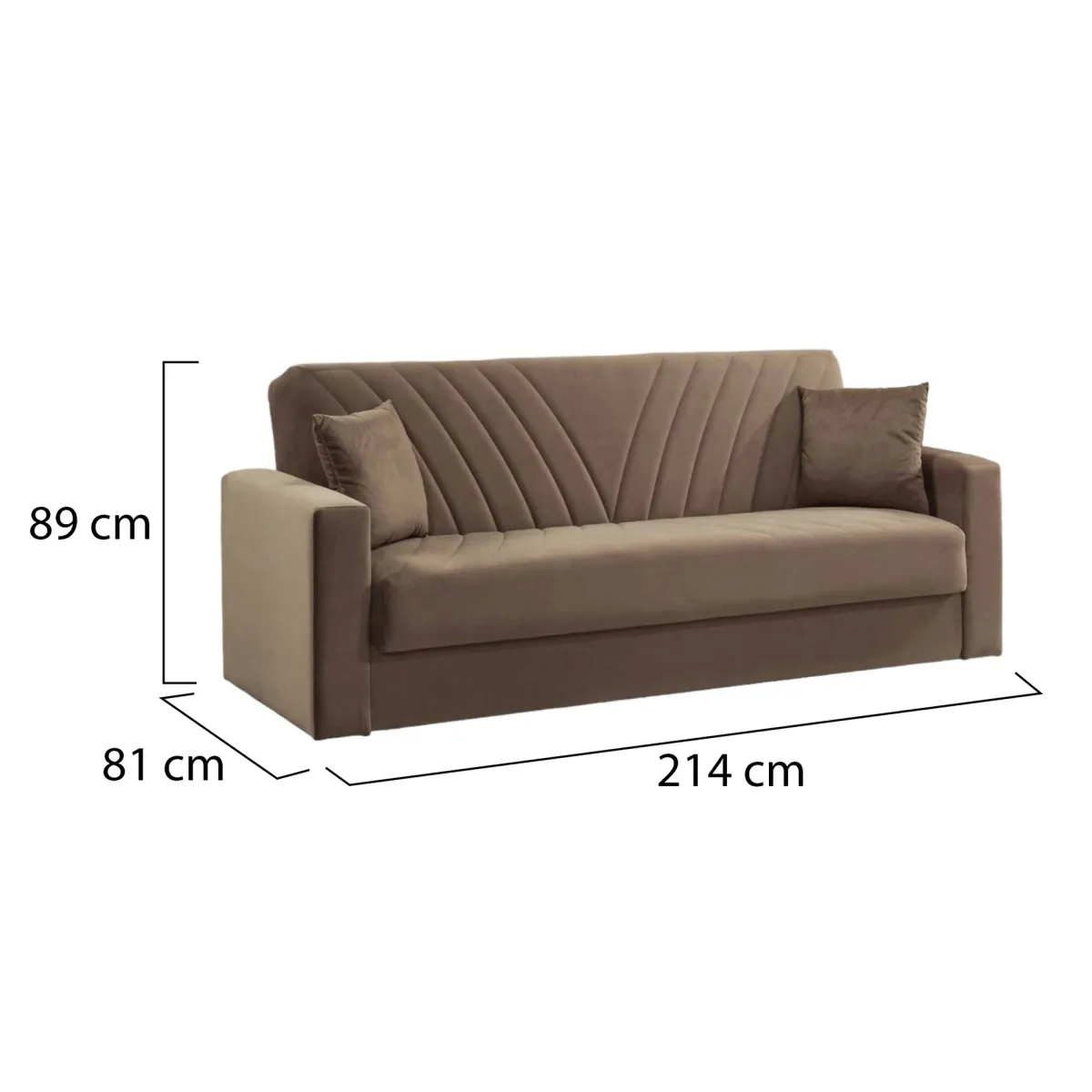 Divani Letto 3 Posti|Salotto > Dmora Divano letto in legno 214x81cm - Adda Beige