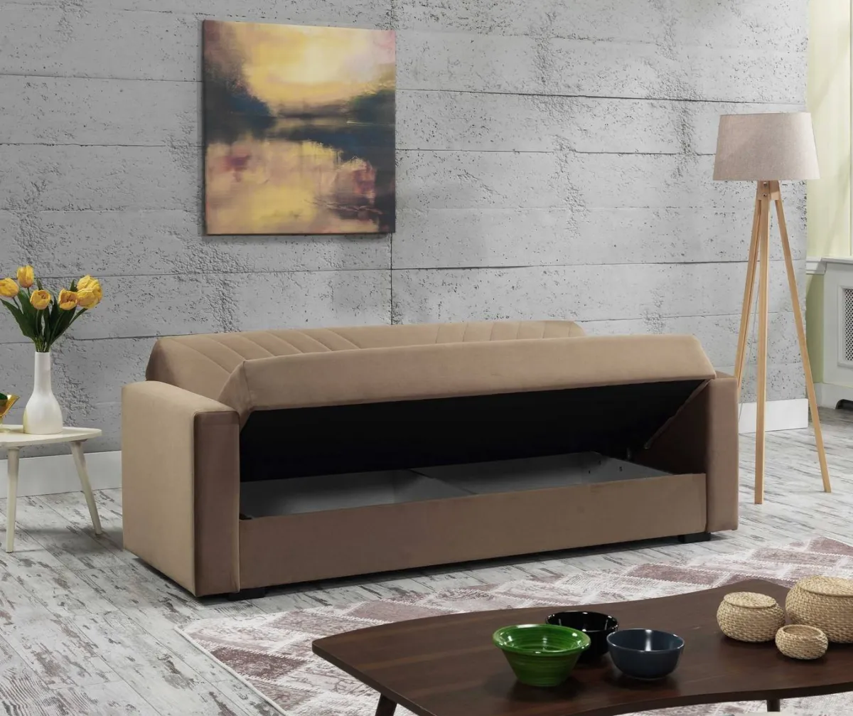 Divani Letto 3 Posti|Salotto > Dmora Divano letto in legno 214x81cm - Adda Beige