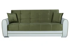 Divano letto in legno bianco e verde 220x84cm - Dike