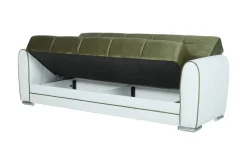 Divano letto in legno bianco e verde 220x84cm - Dike