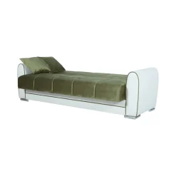 Divano letto in legno bianco e verde 220x84cm - Dike