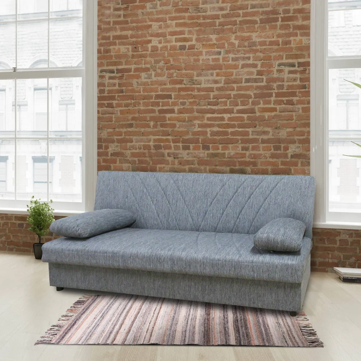 Divano letto in legno grigio 181x81cm - Apicella