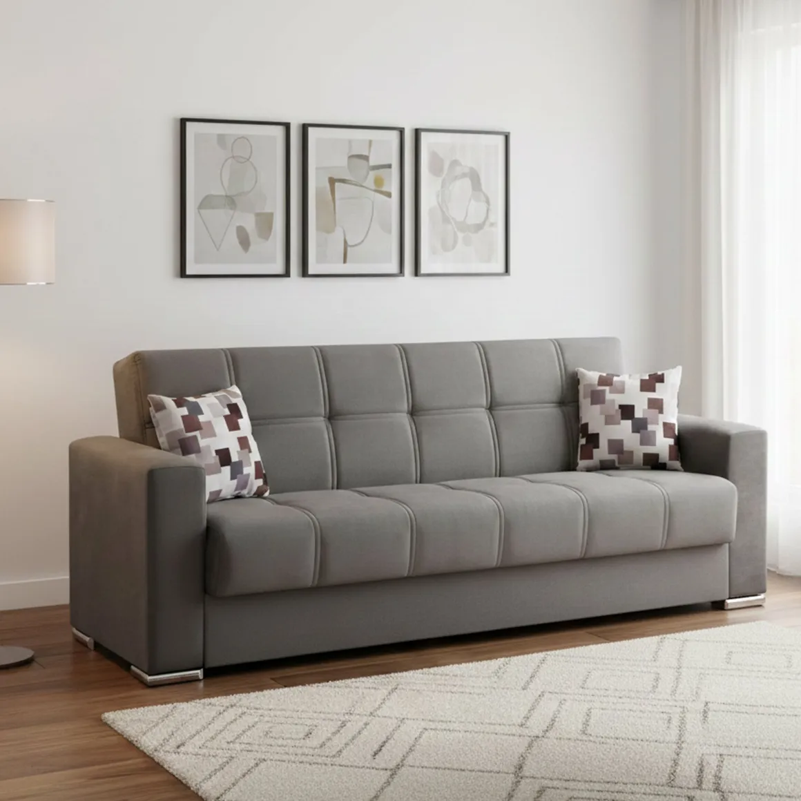 Divano letto in legno grigio 226x85cm - Arbano