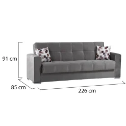 Divano letto in legno grigio 226x85cm - Arbano