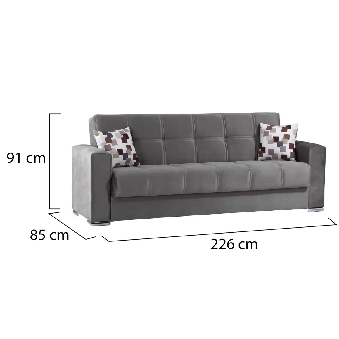 Divano letto in legno grigio 226x85cm - Arbano