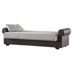 Salotto > Dmora Divano letto in legno marrone e grigio 233x84cm - Barbiano Grigio, Marrone