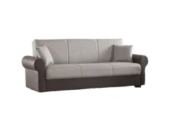 Salotto > Dmora Divano letto in legno marrone e grigio 233x84cm - Barbiano Grigio, Marrone
