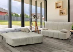 Divano letto in legno massello beige 165x90cm - Antal