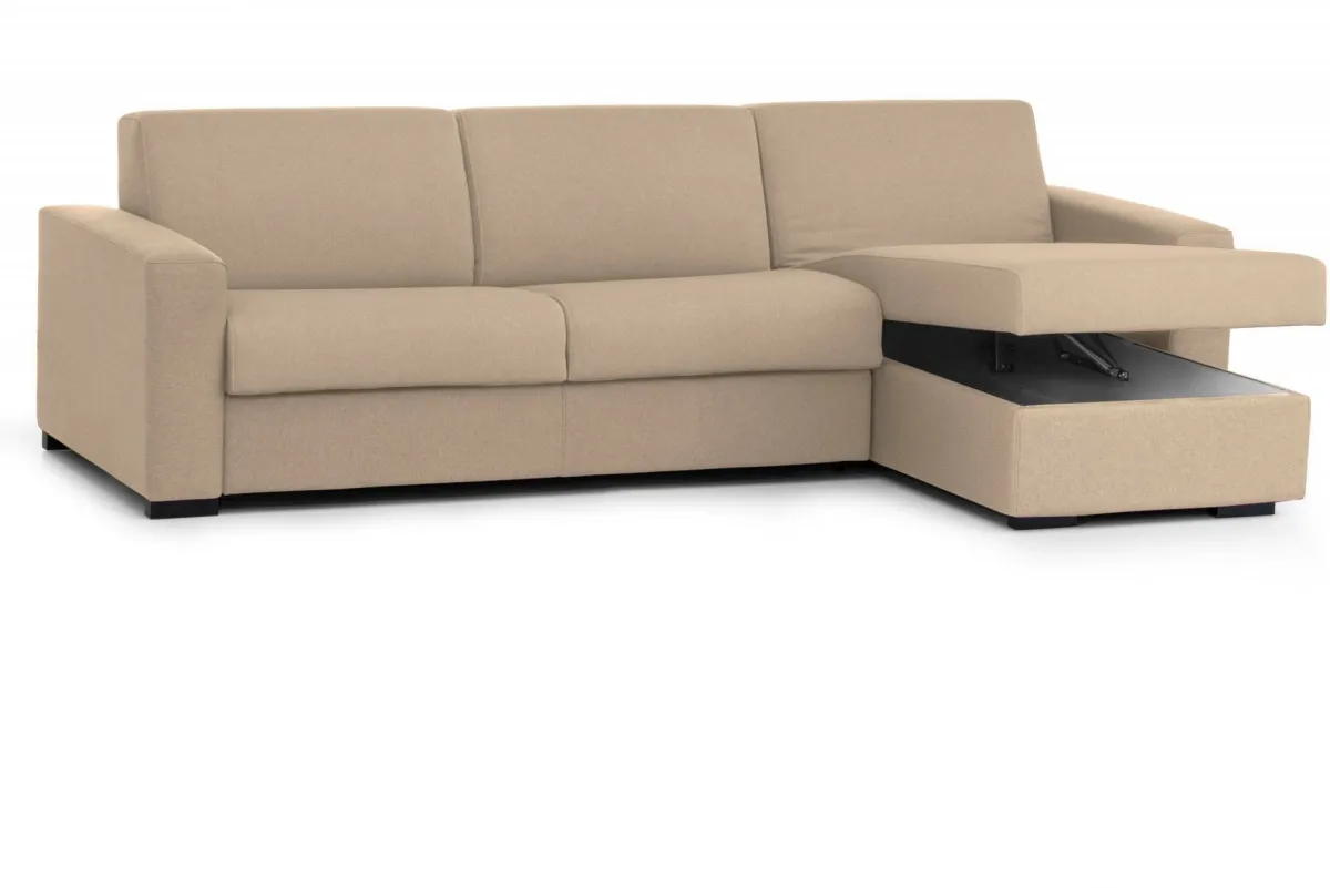 Divani Letto Con Penisola|Salotto > Dmora Divano letto in legno massello 260x95cm - Allegria Beige