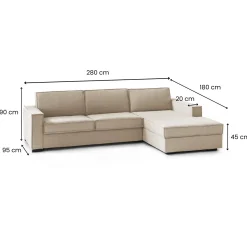 Divano letto in legno massello beige 280x95cm - Achico