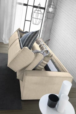 Divano letto in legno massello beige 280x95cm - Achico