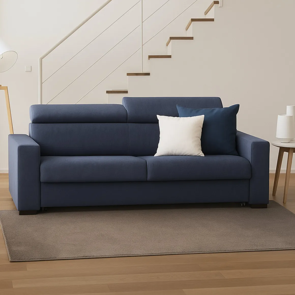 Divano letto in legno massello blu 220x95cm - Action