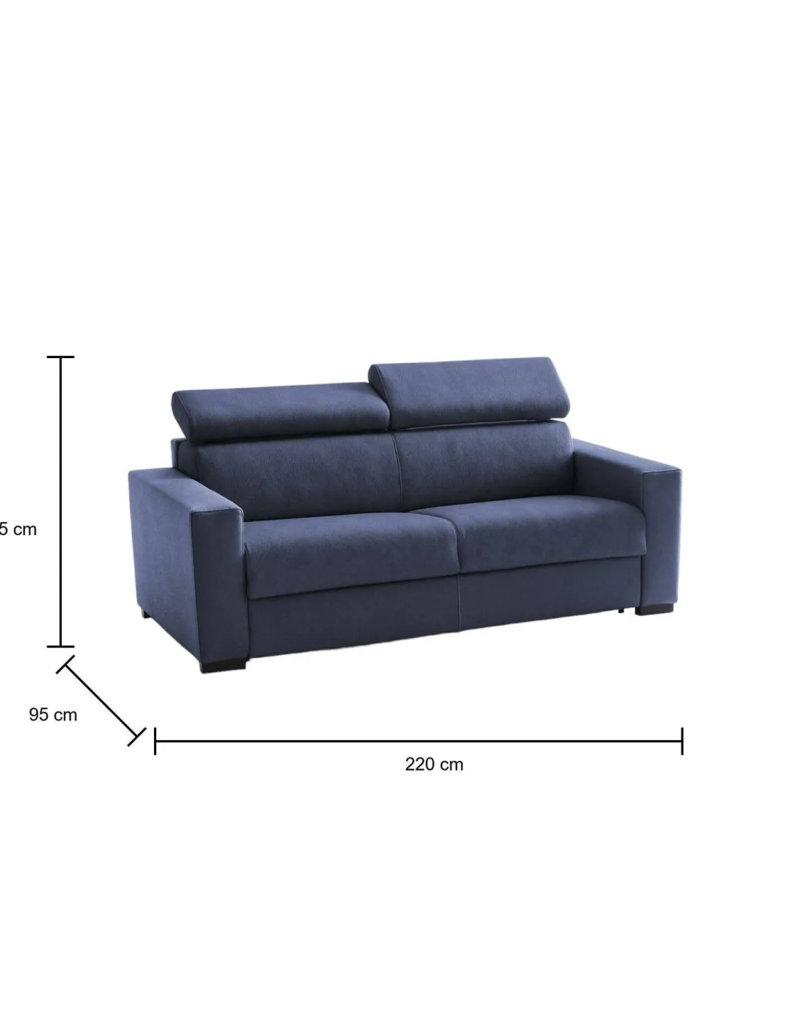Divano letto in legno massello blu 220x95cm - Action