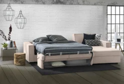 Divano letto in legno massello tortora 280x95cm - Achico