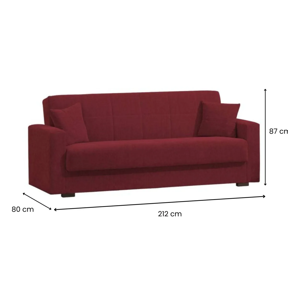 Divani Letto 3 Posti|Salotto > Dmora Divano letto in legno 212x80cm - Ambrogino Rosso