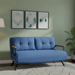 Divano letto in metallo blu 133x78cm - Calvin