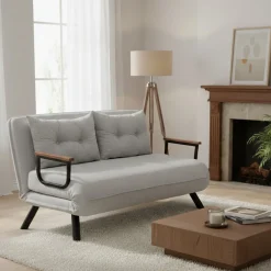 Divano letto in metallo grigio chiaro 133x78cm - Calvin