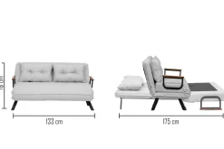 Divano letto in metallo grigio chiaro 133x78cm - Calvin