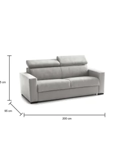Divani Letto 2 Posti|Salotto > Dmora Divano letto in tessuto 200x95cm - Amalfi Grigio