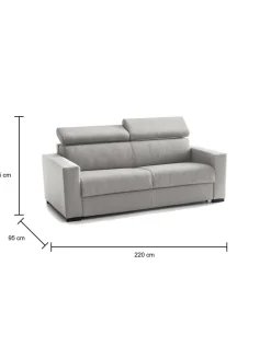 Divano letto in tessuto grigio 220x95cm - Action